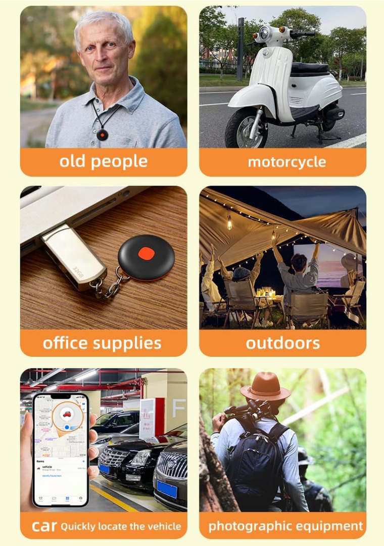 IOS Air Mini Tracker Smart localizador Locator Tag 2 Pack Works with Apple Find My Device for Keychain Keys Dog Kids Car Luggage Vehicle Motorcycle Tracking Worldwide,Waterproof IP67 Not GPS Black