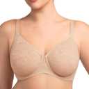HSIA Minimizer Bra for Women - Full Coverage Seamless Lace Bra Plus Size Underwire Unlined Bra for Heavy Breast, Light Beige, 36H