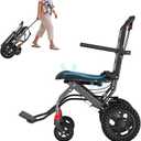 (18" Wide Seat) Lightweight Ergonomic Transport Wheelchair for Seniors and Adults, Portable Foldable Transit Travel Wheelchairs All Terrain