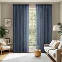 MIULEE 2 Panels Navy Blue Sheer Curtains 90 inches Long Window Curtains Rod Pocket Elegant Window Voile Panels/ Drapes/ Treatment for Bedroom Living Room (54X90 Inches)
