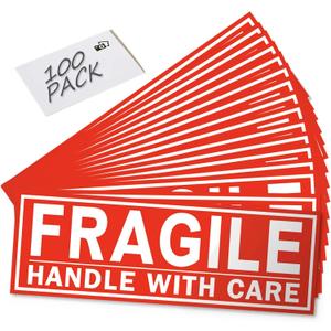 Fragile Stickers, Large Size 8 x2.7 in, Handle with Care, for Shipping Packing Moving, 100 Labels