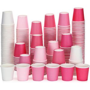 Sawysine 300 Count 3 oz Disposable Small Paper Cups Bathroom, Mouthwash, Espresso & Snack Cups for Party, Office, Coffee, Juice & Water(Gradient Pink)