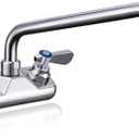 Sepaitek Leak-Free Commercial Sink Faucet 4" Spread Center 12" Spout, Wall Mount Bar Faucet 4 inch Center 2 hole 2 Handle, for Triple 3 Compartment Sink, Restaurant Laundry Hand Wash Industrial, Brass