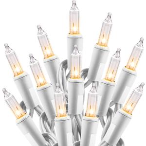 Minetom Clear Christmas Lights Set 100 Count 25 Feet Incandescent Bulb Mini String Lights for Indoor Christmas Tree Garland Birthday Wedding Party Festival Decoration, White Wire Minetom Clear Christmas Lights Set 100 Count 25 Feet Incandescent Bulb Mini String Lights for Indoor Christmas Tree Garland Birthday Wedding Party Festival Decoration, White Wire