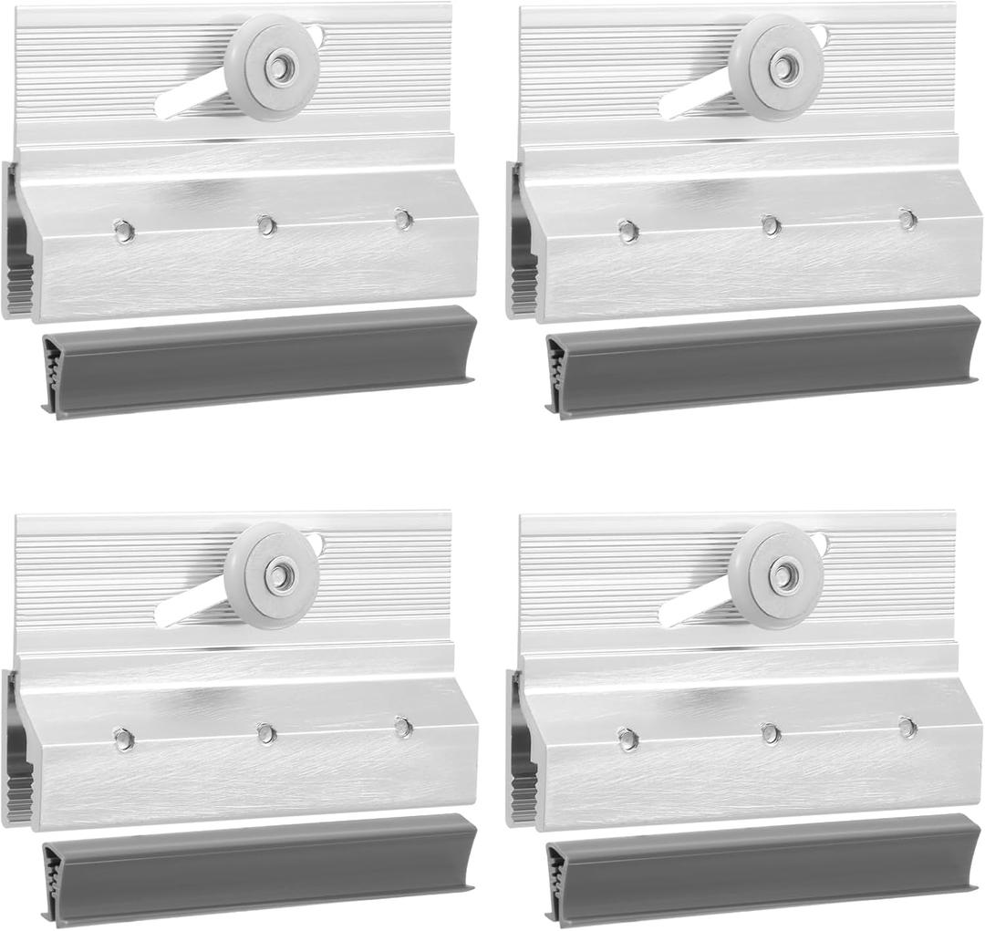 4 Pcs Frameless Shower Door Roller Top Bracket Roller Assembly, Shower Door Replacement with 3/4 in Plastic Wheel Fit 1/4 Inch Thick Glass Panel