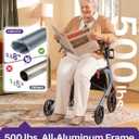 KEKOY Walkers for Seniors with Seat, 500lbs Bariatric Rollator Walker -Grey