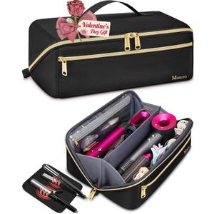 Mancro Hair Tools Travel Bag Compatible with Shark Flexstyle, Wide-open Hot Hair Tool Organizer with Separate Heat Resistant Mat, Hair Accessories Organizer for Straighteners, Curling Iron (Black)