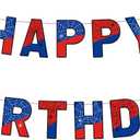 Spider Birthday Banner, Pre-Strung Spider Web Theme Happy Birthday Decoration Sign Cartoon Movie Hanging Bunting Garland for Boys Kids Party Baby Shower Decor Supplies