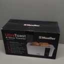 Mueller UltraToast Stainless Steel Toaster 4 Slice  Extra-Wide 1.6" Slots for Artisan Bread, Bagels & Frozen Waffles, 6 Browning Levels, LED Display, Cancel/Defrost/Reheat, Removable Crumb Tray