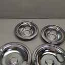 4-Piece Drip Pans Set - Compatible with GE Stoves - Chrome Finish Electric Stove Burner Drip Pans - 2 x 6inch, 2 x 8inch Stove Drip Pans - GE Stove Drip