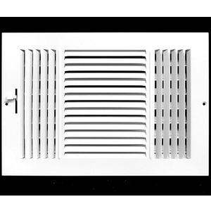 HVAC Premium 12''w X 8''h 3-Way AIR Supply Grille - Vent Cover & Diffuser - Flat Stamped Face - White [Outer Dimensions: 13.75''w X 9.75''h]