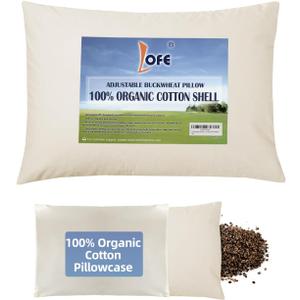 LOFE® Organic Buckwheat Pillow for Sleeping with Organic Cotton Pillowcase - 16''x22'', Adjustable Loft, Breathable for Cool Sleep, Cervical Support for Back and Side Sleeper(Tartary Buckwheat Hulls)