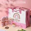 Paterr 6 Pcs Christmas Gifts Set for Grandma Nana Gigi Mimi, Birthday Gift from Grandkids, Tote Bag Present Set (2.67 Ounce (Pack of 6), Pink)