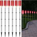 Macarrie 6 Pack Solar Driveway Markers Reflector Lights on Metal Poles, Steady or Flash, Outdoor Driveway Edge Markers for Yard, Parking Lot, Pathway, Road Safety(37 Inch,Red)