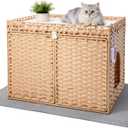 Large Cat Litter Box Enclosure Furniture, Hidden Handwoven Rattan
PE Rattan, Kitty Cabinet Included Enlarged Litter Mat, Soft Pad, S-Hook, Scoop, Spacious Interior, Metal Frame, Easy-Clean