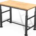 Ultrawall Workbench for Garage, 47.5" Adjustable Height Work Table, Heavy Duty Rubber Wood Workstation for Workshop, Office, Home, 2000 LBS Load Capacity