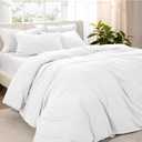 Bare Home Microfiber Duvet Cover Set - Ultra Soft Washed Microfiber - Queen Size - Linen-Like Look - Easy Care - Breathable Fabric - Our Softest Duvet Cover Set (Queen, White) (No Comforter)