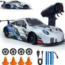 RC Drift Car 2.4GHz 1:24 Scale 4WD High Speed Remote Control Cars Vehicle with LED Lights Two Batteries and Drifting Tires Racing Sport Toy Cars for Adults Boys Girls Kids (White)
