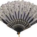 Hand Fan Hand Fan Chinese Fan Floral Folding Hand Fans Chinese Vintage Folding Fan Bridal Dancing Church Performance Wedding Party Props Black Hand Fan Chinese Fan Gold Decor