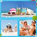 Tioncy 4 Pieces 12 oz Summer Hawaii Tumbler Cups Tropical Flamingo Vacuum Wine Cup Insulated Stainless Steel Travel Mug Tumblers with Lid and Straw Sea Beach Pool Party Vacation Gifts