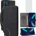 for Tracfone BLU View Speed 5G Wallet Phone Case with Screen Protector [RFID Blocking] Leather Flip Card Holder Kickstand Women Men Cell Phone Case for BLU ViewSpeed 5G BLUView Speed 5G Black