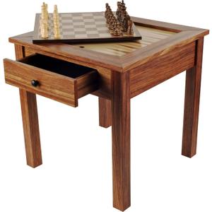 Game Table - 3-in-1 Reversible Tabletop with Veneered Wood, Chess, and Backgammon Gameboards - Game Room Furniture by Trademark Games, Small