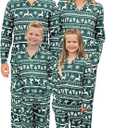 PATPAT Family Christmas Pajamas Matching Sets, Button-Down Pjs Includes Buffalo Plaid Socks Cozy Pajamas for Family XL
