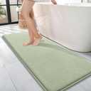 OLANLY Thick Memory Foam Bath Mat Rug 47x17, Extra Soft Absorbent Bathroom Rug, Quick Dry Bath Mats, Non-Slip, Machine Washable Carpet for Bathroom, Tub and Shower, Home Decor Accessories, Sage Green