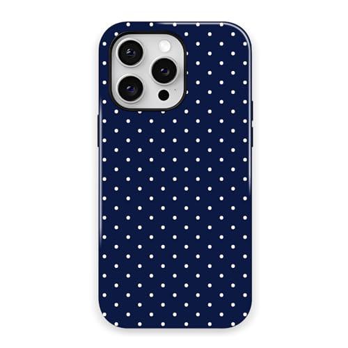 Zilkaifly Trendy Cute Hybrid 2 Layer Navy Blue Polka Dot Phone Case for iPhone 13,Navy