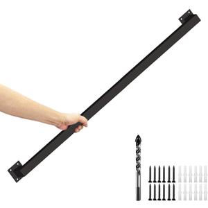4FT Black Industrial Iron Hand Railing, Wall Support Handle for Indoor Stairs & Outdoor Decks, Non-Slip & Rust-Resistant