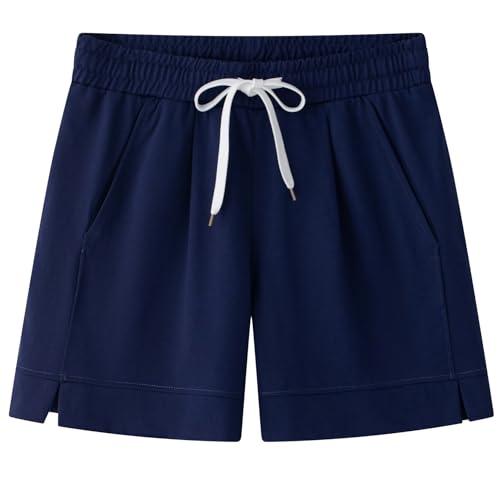 Vcansion Women's Athletic Running Shorts with Pockets 5" Shorts for Women Lounge Walking Workout Dark Blue US XL