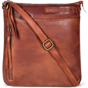 Leather Crossbody Bags for Women - Ladies Sling Handbags - Medium Cross body Purses Handbags - Purses For Women (Light Cognac)