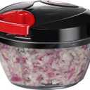 Ourokhome Manual Food Processor Vegetable Chopper, Portable Hand Pull String Garlic Mincer Onion Cutter for Veggies, Ginger, Fruits, Nuts, Herbs, etc., 500ml, Black