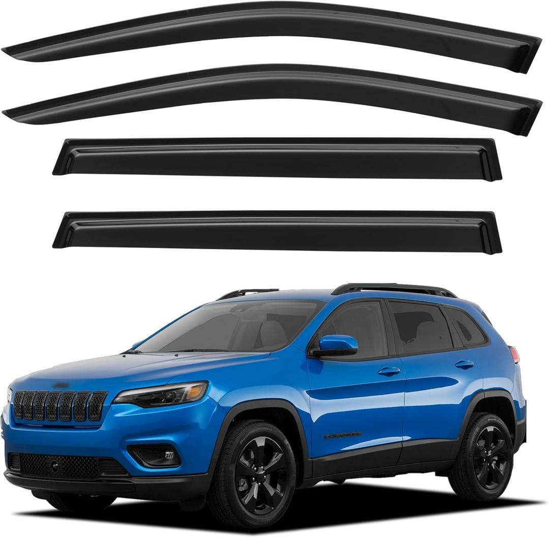 Window Visors Rain Guards for 2014-2023 Jeep Cherokee, Out-Channel Window Vent Wind Deflectors Visors Shades for 14-23 Cherokee KL
