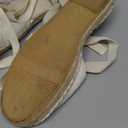 U-lite Women's Espadrille Flat Sandals Closed Toe Ankle Wrap,Classic Lace Up Summer Dressy Flat Shoes Off White 6.5