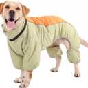Dogs Thick Toasty Warm Coat, Zip Up Windproof Winter Snowsuit with Harness, Reflective Fleece Lined Dog Jacket for Medium Large Dogs, LightGreen, 30