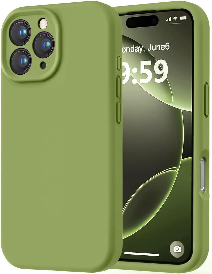 LOVE 3000 Designed for iPhone 16 Pro Max Case, Premium Silicone with [Soft Anti-Scratch Microfiber Lining] Shockproof Protective Phone Case for Men Women Girls 6.9", Cedar Green