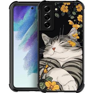 Case for Samsung Galaxy S22,Slim Anti-Drop Military-Grade TPU Protection with Shock-Absorbing Edges Cover for Samsung Galaxy S22 Case - Japanese Cute Sleepy Cat