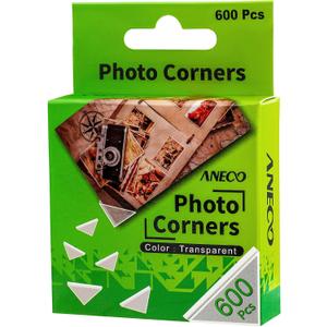 Aneco 600 Pieces Clear Self-Adhesive Picture Mounting Corner Stickers Transparent Acid-Free Photo Mounting Corners for Scrapbooking Diary Journal