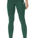 THE GYM PEOPLE Thick High Waist Yoga Pants with Pockets, Tummy Control Workout Running Yoga Leggings for Women (Green, L)