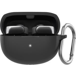 2 x AHASTYLE Silicone Case for New Bose Ultra Open Earbuds (2024) [Added Metal Carabiner] Shockproof Full Protective Skin Case Cover Compatible with New Bose Ultra Open Earbuds 2024 (Black)