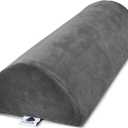 Knee Pillow for Back Sleeping | Large Half Moon Bolster Pillow for Legs, Under Knee Pillow for Sleeping on Back (20.5" x 8" x 4.5") Leg Pillow for Ankle and Foot Comfort, Machine Washable Cover, Grey