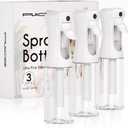 3 Pack Continuous Spray Bottles - Ultra Fine Mist Sprayer, Refillable Water Sprayer for Hairstyling, Plants, Pets, Cleaning, Skincare (6.8 OZ/200ML,White)