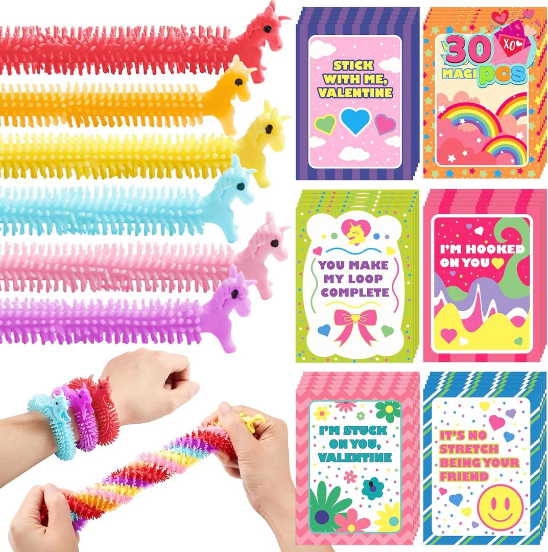 a set of 6 Unicorn Stretchy Noodle String toys