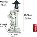 Angel Statue with Solar Lights (Right) 19.7 Inch, Outdoor Solar Angel Garden Statue with Roma Pillar for Garden Lawn Deocr, Christian Religious Gift