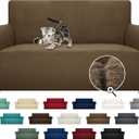 ZNSAYOTX Super Stretch Couch Cover Love Seat Sofa Covers for Living Room Dogs Pet Friendly Furniture Protector Spandex Loveseat Slipcovers with Anti Slip Foam Sticks (Brown, Loveseat)
