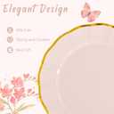 ejonirinjonir EI 150pcs Pink Plastic Plates with Gold Plastic Silverware,Pink Party Plates,Heavy Duty Plate Disposable,Gold Dinnerware Set for Birthday, Afternoon Tea,Wedding,Valentine's Day