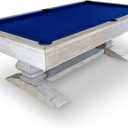 Hathaway Montecito 8ft Pool Table for Game Room  Billiard Table with Poly-Coated Non-Slate Playfield, Drop Pockets, Leg Levelers  Includes Cues, Pool Balls, Chalk, Triangle, Brush  Driftwood Finish