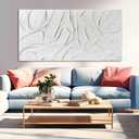 XIANSHOU Home Decor White Abstract Wall Decor Maximalist Artwork Textured Canvas Wall Art Pictures for Living Room Bedroom Home Office Decor 24"x48"