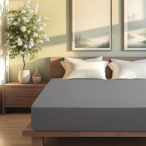 1000 Thread Count Egyptian Cotton Fitted Sheet King Only,Ultra-Soft Hotel Luxury Long Staple,Breathable and Comfy Sateen Weave,Fits Up to 18",Grey,78"x80"